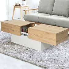 table basse bar coulissante marta bois blanc et imitation hetre