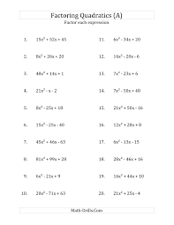 1) first determine if a common monomial factor (greatest common factor) exists. Factoring Quadratics Fun Worksheet Printable Worksheets And Activities For Teachers Parents Tutors And Homeschool Families