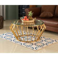 It is a top quality round coffee table with a smooth laminate top and strong metal frames. Everly Quinn Round Shaped Glass Gold Stainless Steel Metal Modern Coffee Table Wayfair