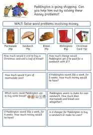Values of items can be changed (on editable word version) to increase or decrease the challenge. Word Problems Involving Money Teaching Resources