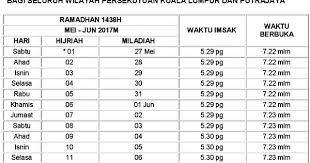 Bulan ramadhan bakal tiba tidak lama lagi. Jadual Waktu Buka Puasa Dan Imsak Ramadan 2017 Kuala Lumpur Putrajaya Dan Selangor Ayue Idris