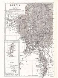 Old Map Of Burma Now Myanmar From Around 1910 Andaman And Nicobar Islands Old Map Burma
