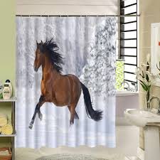 Horse Themed Waterproof Shower Curtains With 12 Plastic Hooks Horse Shower Curtain Fabric Shower Curtains Dream Shower