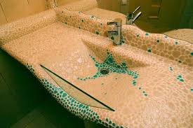 Cultured marble backsplash in white the 60.25 in. Beautiful Bathroom Sinks Decorated With Mosaic Tiles