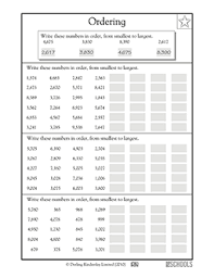 putting numbers in order numbers up to 9 900 4th grade math worksheet greatschools