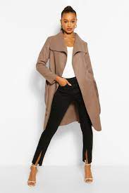 Belted Shawl Collar Coat Boohoo