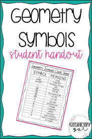 Geometry Symbols Cheat Sheet High School Math Activities Geometry Activities High School Geometry Lessons