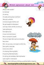 British Sayings And Expressions About Rain Learn English Kid English Idioms English Vocab