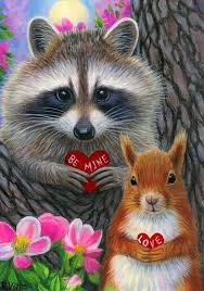 Ad Aceo Original Raccoon Squirrel Valentine Tree Moon Wildlife Painting Art Http Rover Ebay Com Rover 1 711 53 Wildlife Paintings Animal Art Animal Drawings