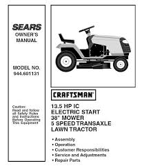 For parts, manuals and how to guides necessary to complete your home repair projects, visit sears. Craftsman Tractor Parts Manual 944 601131
