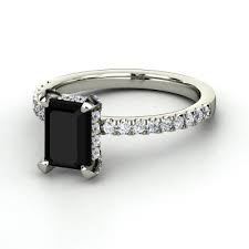 Black And Gold Diamond Engagement Ring Emerald Black Onyx 14k White Gold Ring With Diamond Carrie Ring Gemvara Black Gold Jewelry 14k White Gold Ring White Gold Rings