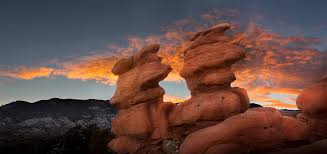 Located at the base of pike's peak and at the front door to garden of the gods park. Siamese Twins Sunset Garden Of The Gods Lewis Carlyle Photography