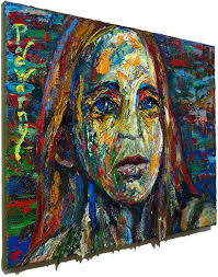 VINTAGE ABSTRACT PAINTING FRAMED SIGNED OIL CANVAS