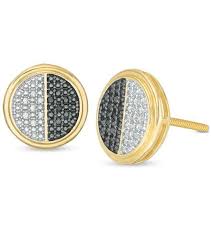 Black And White Diamond Stud Earrings Black Diamond Earrings For Men Circle Diamond Circle Earrings Studs Black Diamond Earrings