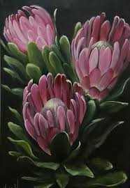 Pin By Midvaal Kardoes On Art Flower Painting Protea Art Flower Art