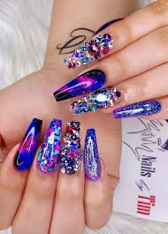 If you still want to make it simplier, then you can have a ombre coffin nail design with purple color, it will be very stunning in summer. 25 Amazing Acrylic Coffin Nails Design To Make You Stand Out Page 2 Of 25 Latest Fashion Trends For Woman Rhinestone Nails Bling Nails Coffin Nails Long