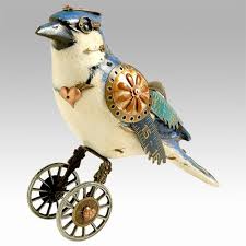Bird In A Gilded Cage Song Blue Jay Steampunk Song Bird On Wheels By Mullanium Steampunk Bird Steampunk Animals Bird Art