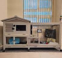 MEDEHOO Wood Rabbit Hutch Bunny Cage with Wheels Small Pet House for Guinea  Pig Indoor & Outdoor