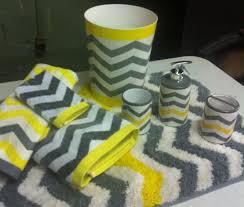 If you like it repin it! Chevron Neon Yellow Gray White 8 Pc Bathroom Set Bath Towel Rug Trash New Chevron Yellow Bathroom Decor Yellow Grey Bathroom Chevron Bathroom