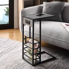 Pull out all the way to accommodate more than one glass, or just a few inches.so you can still access the drawer belowstorage drawer for your miscellaneous stuff. Loft Lyfe C Table Design Brysen Usb Ports Outlets Magazine Storage Modern End Table Grey Black Walmart Com Walmart Com
