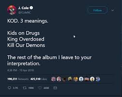 J Cole Has Released A New Album Titled Kod J Cole Art J Cole Album