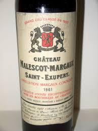 This third growth margaux estate of 23.5 hectares has a long history dating back to 1616, and over the centuries passed through many hands and suffered many divisions until 1955 when it was purchased by the zuger family. Chateau Malescot Saint Exupery 1961 Great Wine 1961 Au Droit De Bouchon