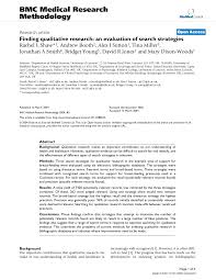 Qualitative research paper outline / basically, it helps you organize your ideas, and appropriately place your researched information in the right section. Finding Qualitative Research An Evaluation Of Search Strategies Topic Of Research Paper In Health Sciences Download Scholarly Article Pdf And Read For Free On Cyberleninka Open Science Hub