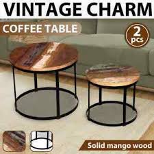 Browse furniture, lighting, bedding, rugs, drapery and décor. Vidaxl Solid Reclaimed Wood Coffee Table Set 2 Piece Round 40 50cm Furniture 8718475528821 Ebay