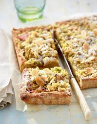 Découvrez la recette de la tarte à la rhubarbe alsacienne meringuée, simple et facile. Recette Tarte A La Rhubarbe Et Crumble A La Pistache Marie Claire