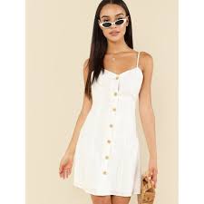 Button Up Front Cami Dress Short Dresses Casual Simple White Dress Casual Dresses For Women