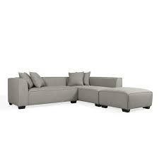 Handy Living Phoenix Dove Gray Linen Sectional Sofa With Ottoman Sectional Sofa Transitional Sectional Sofas Sofa