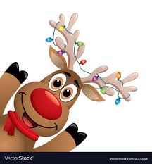 Xmas Drawing Of Funny Red Nosed Reindeer Vector Image Xmas Drawing Christmas Card Illustration Christmas Drawing
