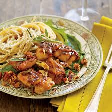 Orange Balsamic Chicken Thighs With Pecans And Sage Butter Pasta Rachael Ray Every Day Balsamic Chicken Thighs Sage Butter Pasta Butter Pasta