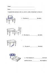 English Worksheet On Next To Under Behind And In Front Of Worksheets Preposition Worksheets Grammar Worksheets