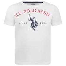 U S Polo Assn Boys White Cotton Logo Top Boys Designer