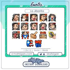 X17 Custom Bundle Chibi Jibarita Boricua Streaming Emotes, Brown Eyes Black  Hair, Emote Pack