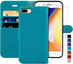 Amazon Com Iphone 7 Plus Wallet Case Iphone 8 Plus Wallet Case 5 5 Inch Monasay Glass Screen Protector Included Flip Folio Leather Cell Phone Cover With Credit Card Holder Light Blue