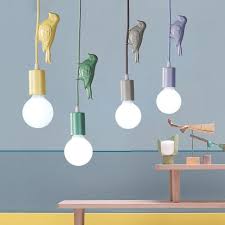 Colored Pendant Bird Light Petting Needs In 2020 Simple Pendant Lamp Green Lamp Shade Blue Lamp Shade