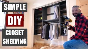 Thanks to those woven baskets on the top two shelves in this closet, we can focus on the stylish leather ottoman and all those gorgeous shoes. Simple Closet Shelves You Can Build In A Weekend To Get Organized Modular Shelves Youtube