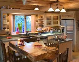 rustic kitchen table in log cabin