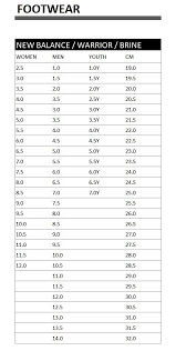 67 Efficient Warrior Shoes Size Chart