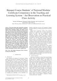 However, teaching in malaysia will be vastly different from what you are used to. Pdf Banquet Course Students Of National Modular Certificate Competency In The Teaching And Learning System An Observation On Practical Class Activi
