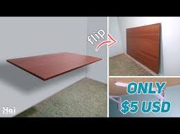 How To Make Folding Table Diy Wall Mounted Desk Membuat Meja Lipat Youtube In 2020 Wall Table Folding Wall Table Diy Wall Mounted Folding Table