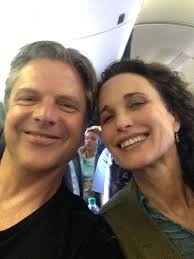 Flew to LA with Andie MacDowell. Lovely woman. Keri said we were too loud.