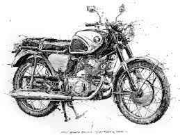 1961 Honda Cb 72 250cc Sketch By Makoto Endo Motorcycle Art Bike Art Bike Artwork