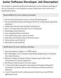 Junior Software Developer Job Description | Velvet Jobs