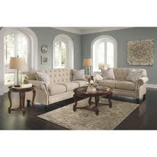 Ashley Furniture Signature Design Norcastle End Table Traditional Vintage Style Round Dark Coastal Living Rooms Farm House Living Room Natural Living Room