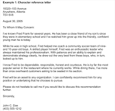 Personal or character letter of recommendation. Help To Write A Character Reference Letter Character Reference Letter Example And Writing Tips