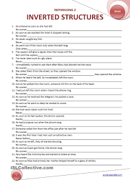 Rephrasing 2 Inverted Structures Grammar Exercises 12th Grade Reading Comprehension English Lesson Plans