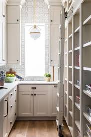 Beautifully Organized Light Gray Kitchen Pantry Boasts Stacked Light Gray Shaker Trendy Kitchen Backsplash Backsplash For White Cabinets White Shaker Cabinets